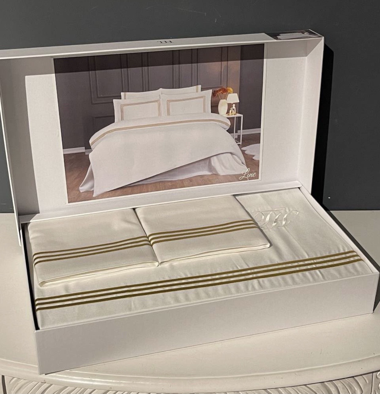 Постельное белье Tivolyo Home LINE кремовый - золотой - изображение 2