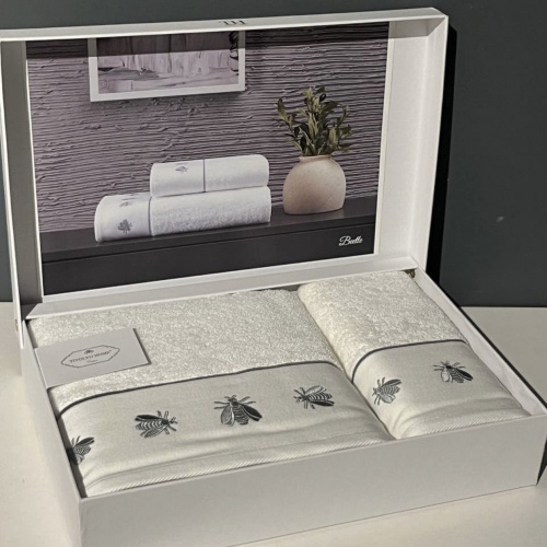 Полотенца Tivolyo Home BEETLE кремовый - серый
