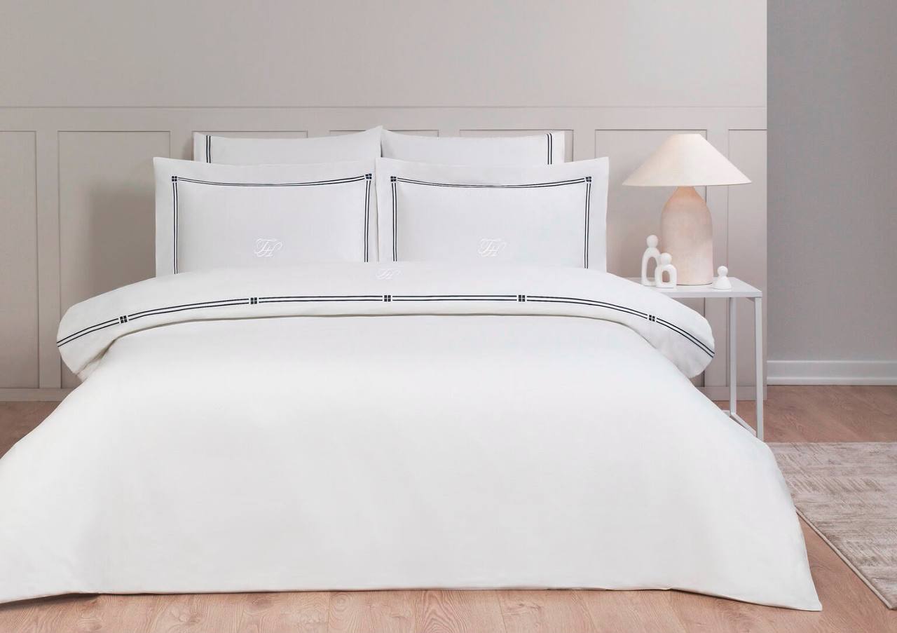 Постельное белье Tivolyo Home LINEA кремовый - синий - изображение 2